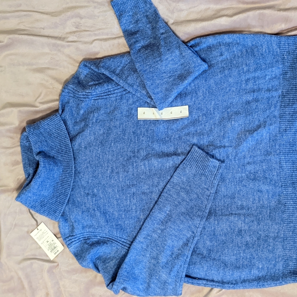 A new day, blue, cozy turtleneck sweater.
